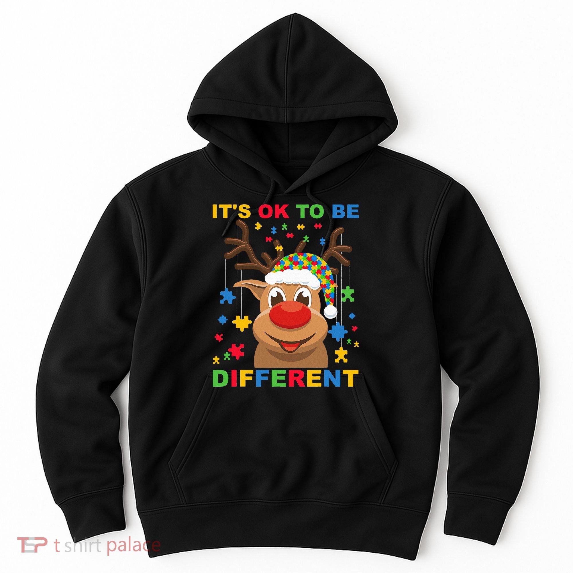 its ok to be different reindeer autism christmas Hoodie