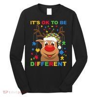 its ok to be different reindeer autism christmas Long Sleeve Shirt thumb 0