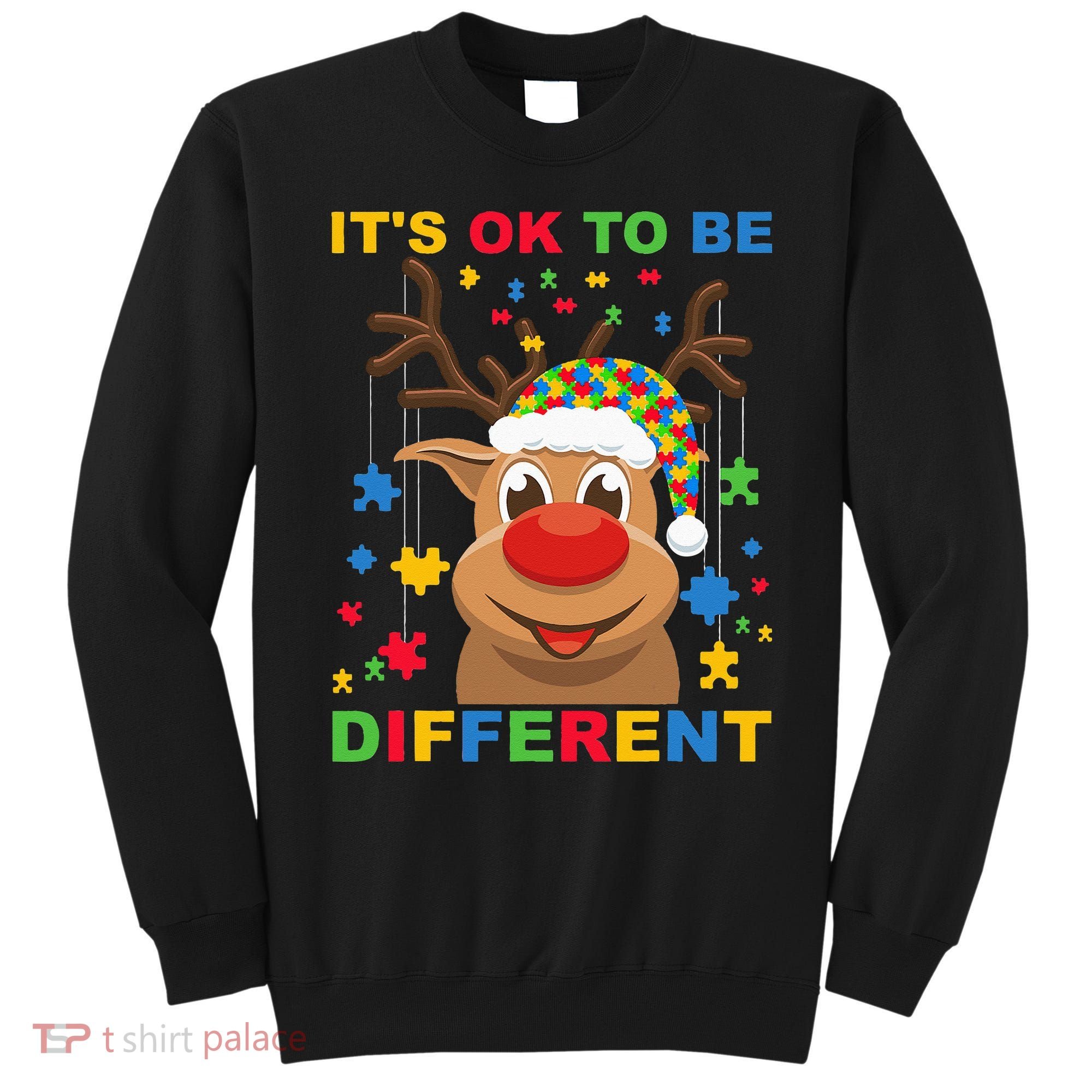 its ok to be different reindeer autism christmas Sweatshirt