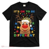 its ok to be different reindeer autism christmas T-Shirt thumb 0