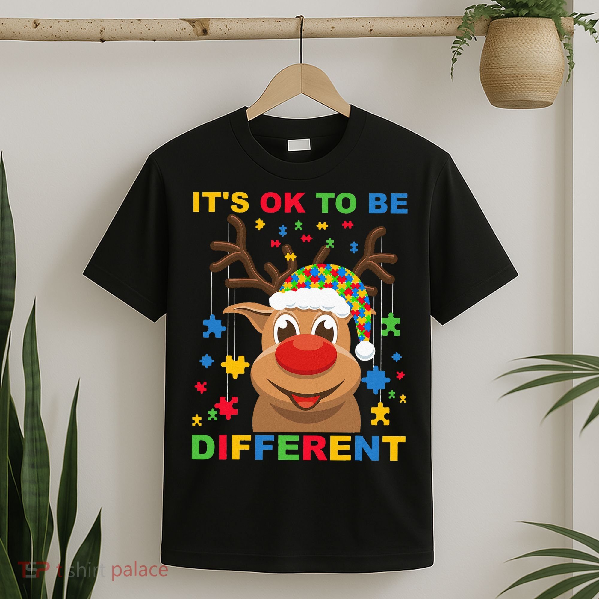 its ok to be different reindeer autism christmas T-Shirt