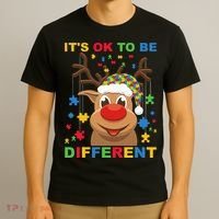 its ok to be different reindeer autism christmas T-Shirt thumb 3