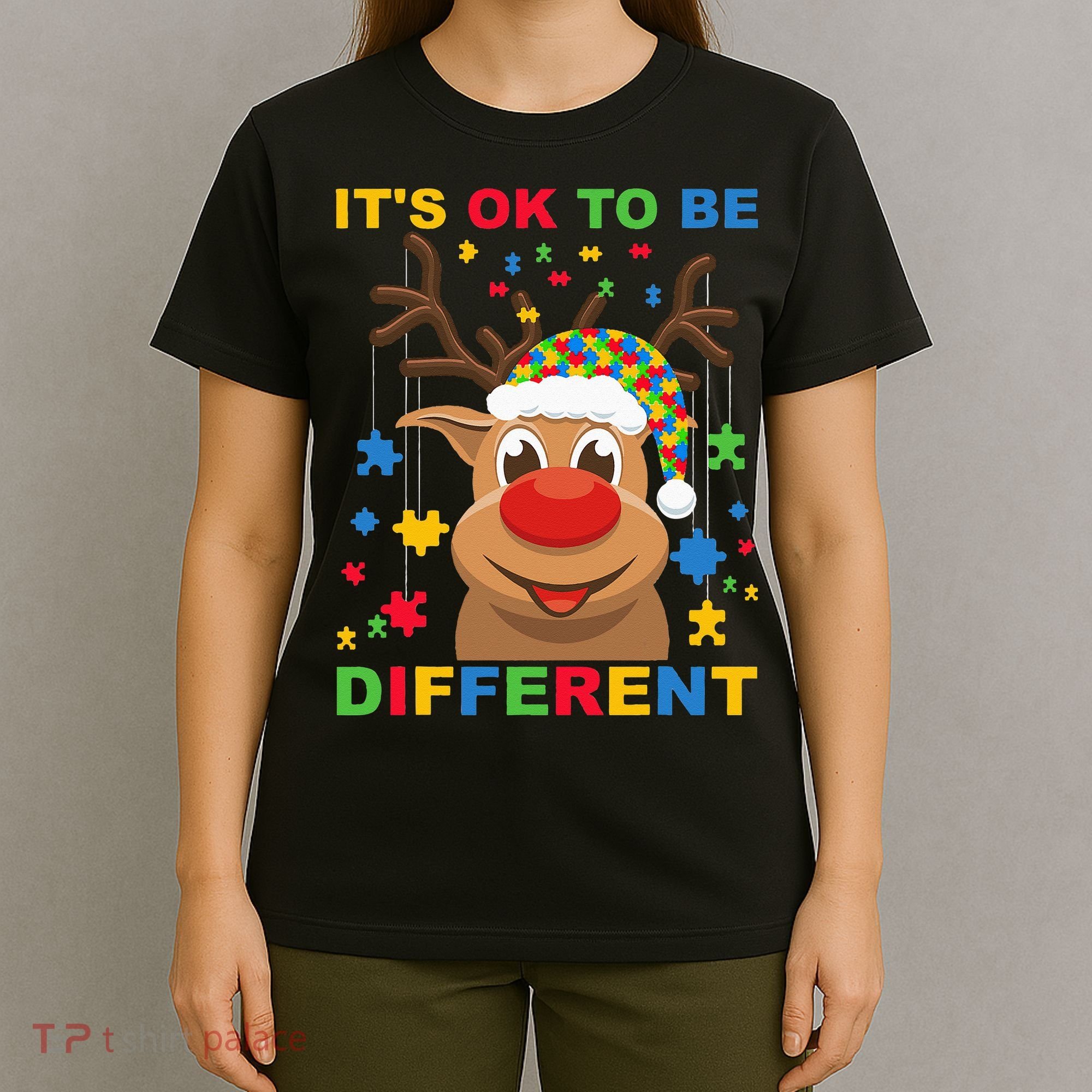 its ok to be different reindeer autism christmas T-Shirt