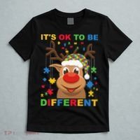 its ok to be different reindeer autism christmas T-Shirt thumb 5