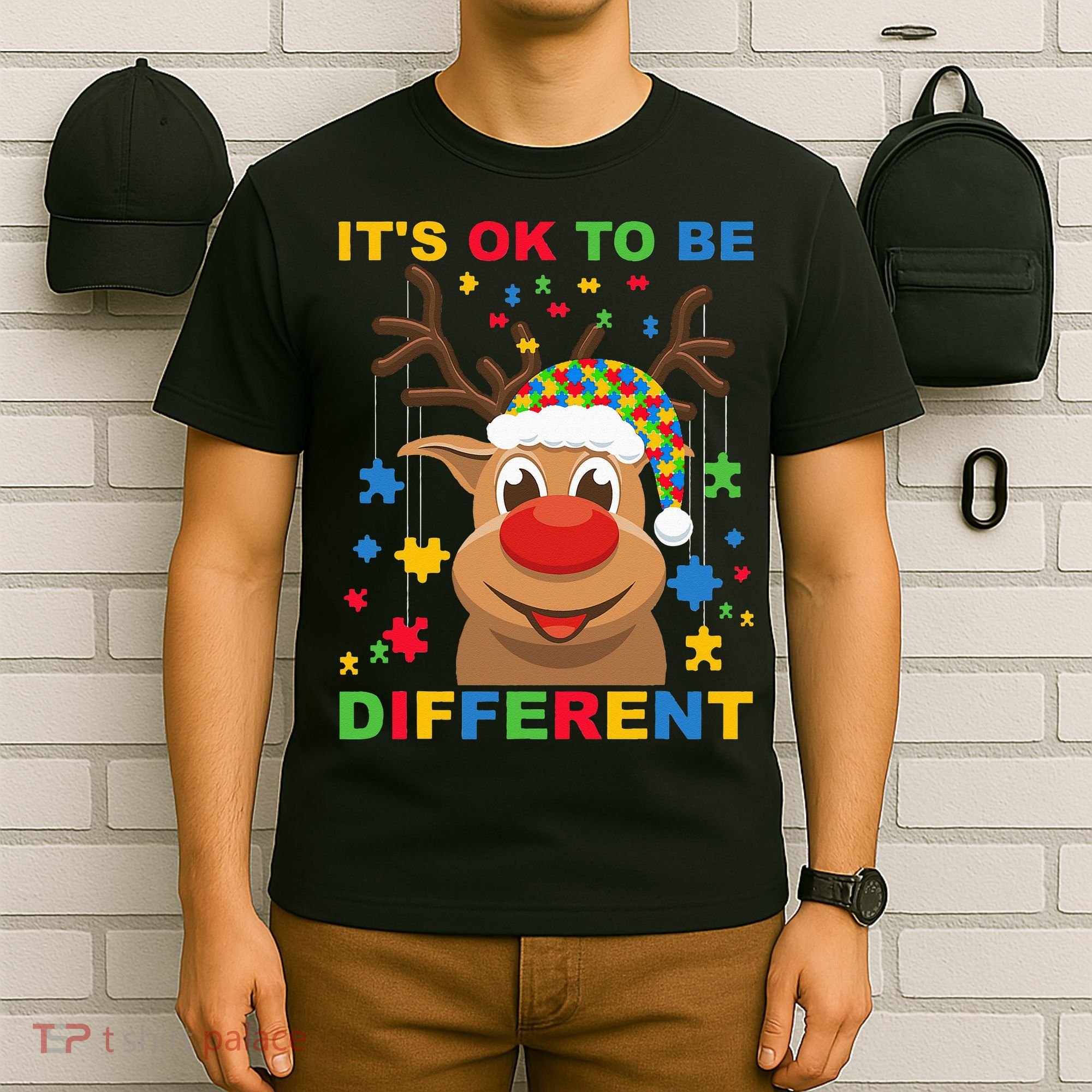its ok to be different reindeer autism christmas T-Shirt
