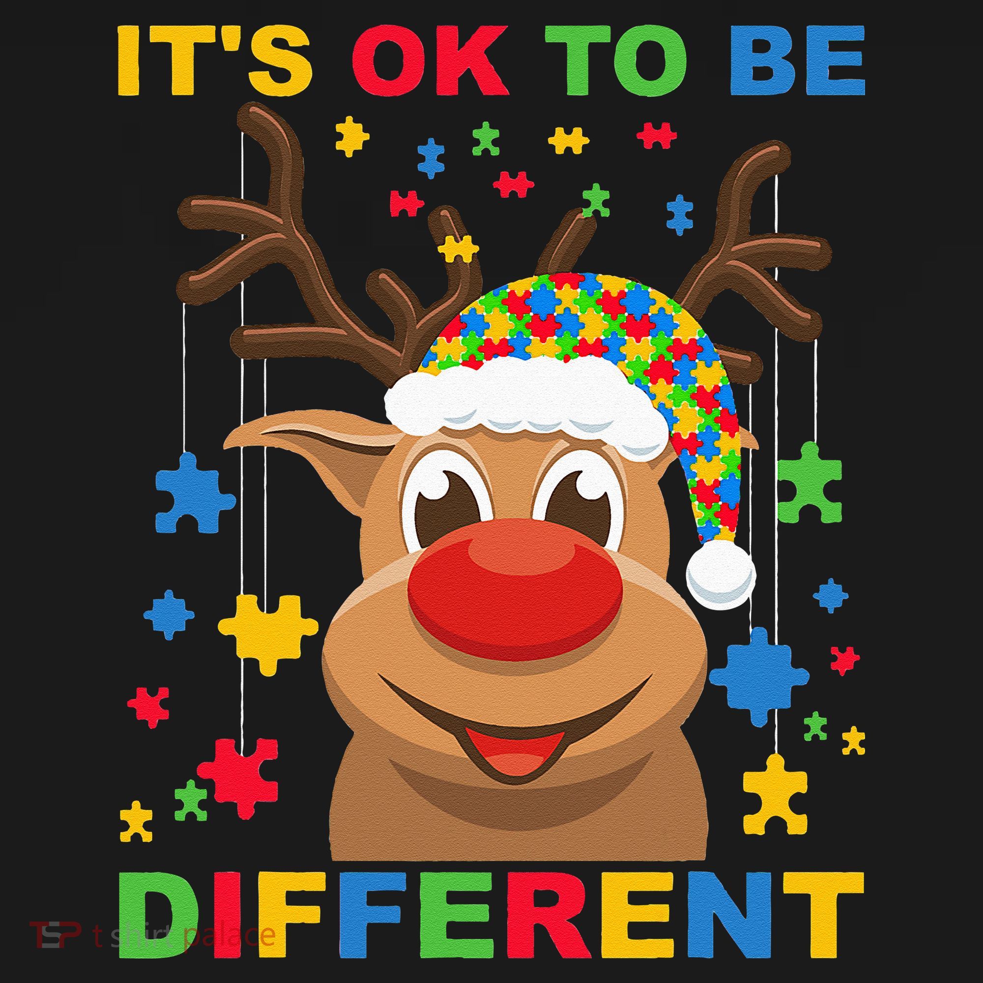its ok to be different reindeer autism christmas T-Shirt