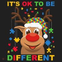 its ok to be different reindeer autism christmas Beanie thumb 2