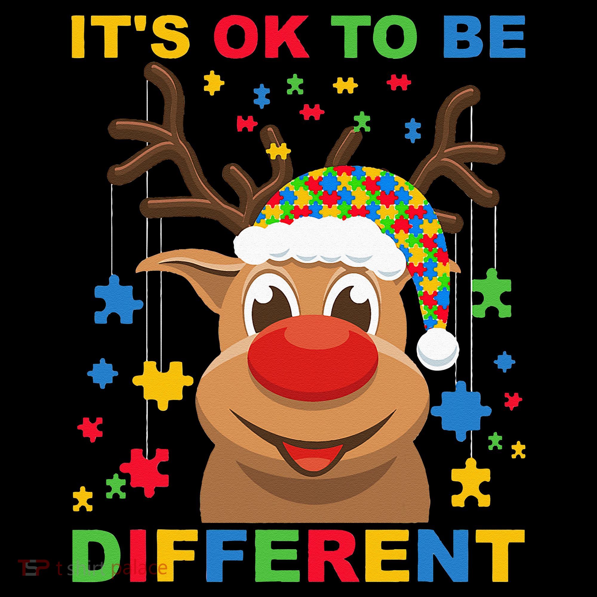 its ok to be different reindeer autism christmas Women's Hoodie