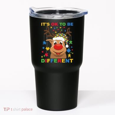 its ok to be different reindeer autism christmas Tumbler