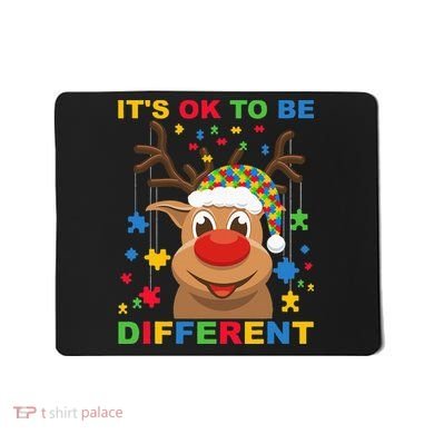 its ok to be different reindeer autism christmas Mousepad
