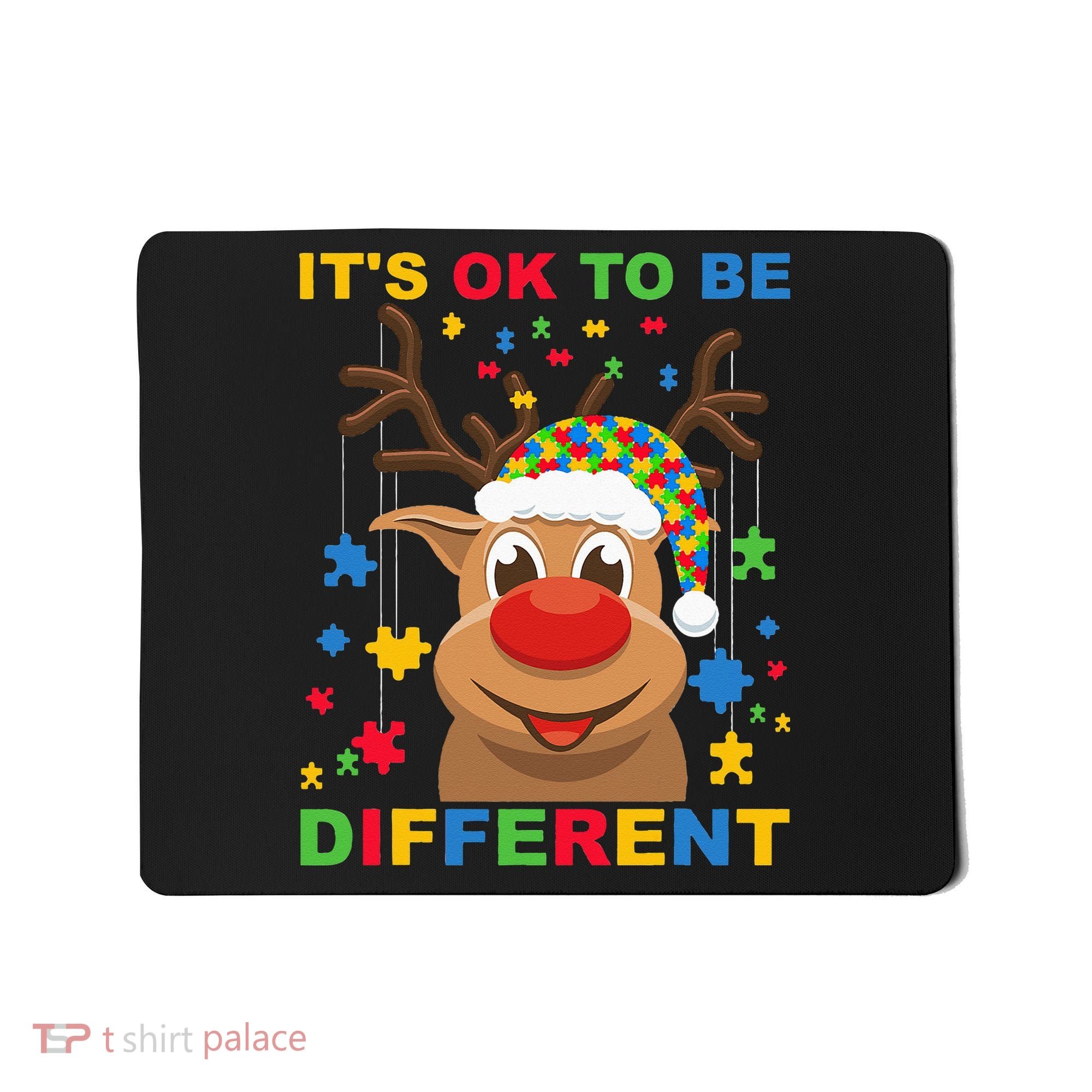 its ok to be different reindeer autism christmas Mousepad