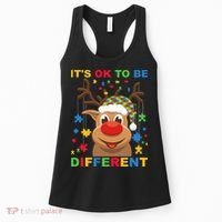 its ok to be different reindeer autism christmas Women's Tank Top thumb 0