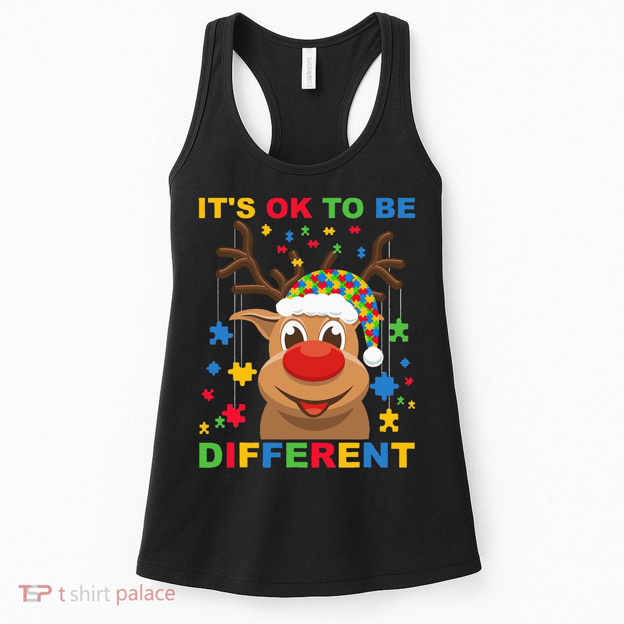 its ok to be different reindeer autism christmas Women's Tank Top