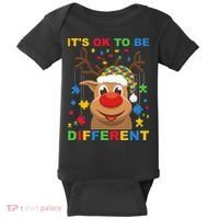 its ok to be different reindeer autism christmas Baby Bodysuit thumb 0