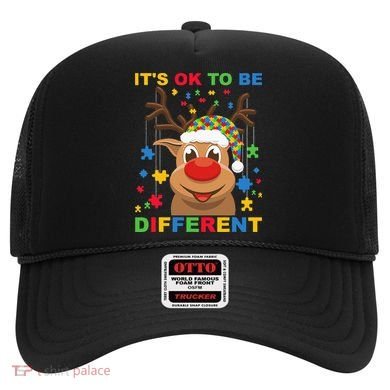 its ok to be different reindeer autism christmas Hat
