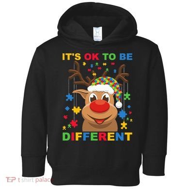 its ok to be different reindeer autism christmas Toddler Hoodie