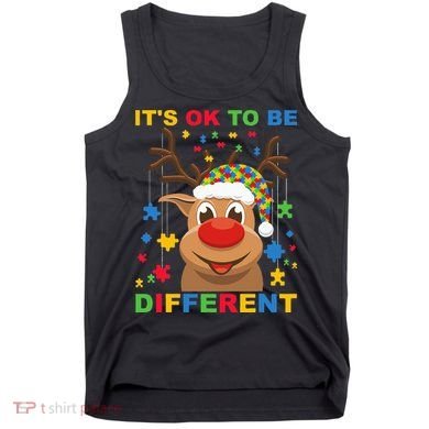 its ok to be different reindeer autism christmas Tank Top