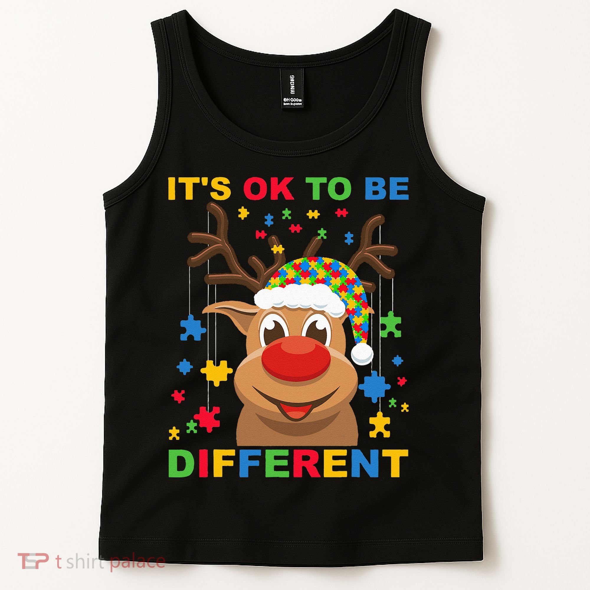 its ok to be different reindeer autism christmas Tank Top