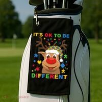 its ok to be different reindeer autism christmas Golf Towel thumb 2