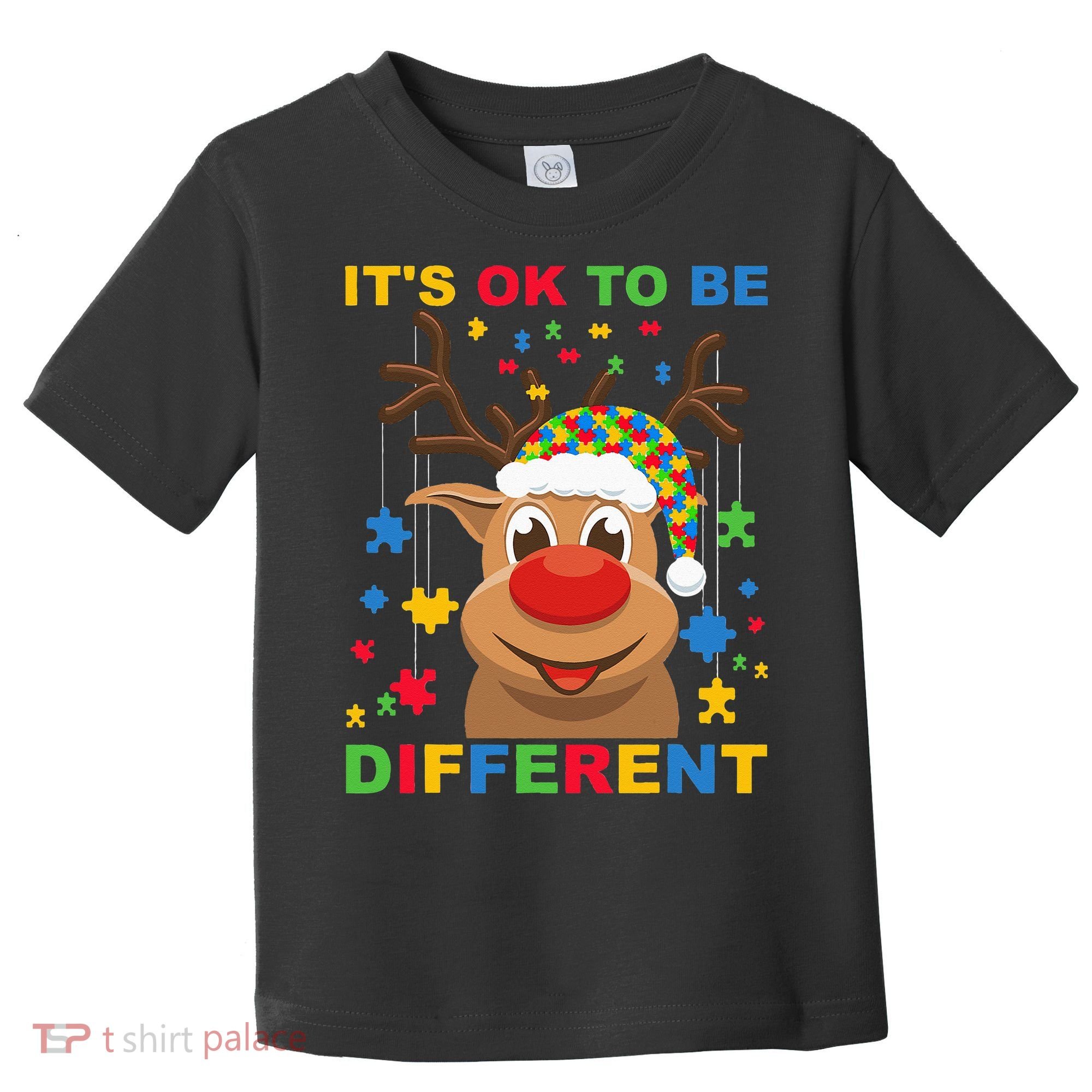 its ok to be different reindeer autism christmas Toddler T-Shirt