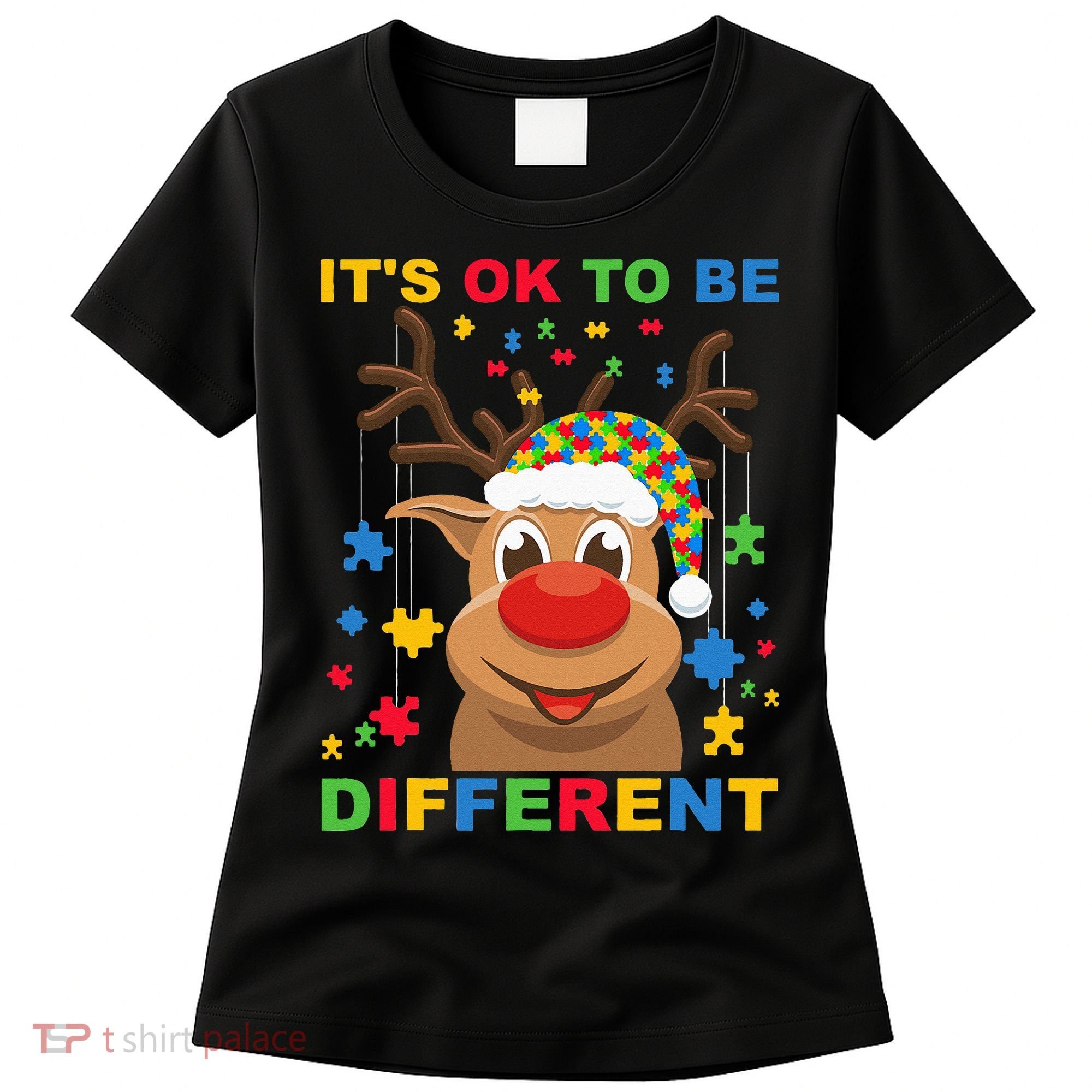 its ok to be different reindeer autism christmas Women's T-Shirt