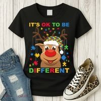its ok to be different reindeer autism christmas Women's T-Shirt thumb 3