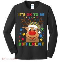 its ok to be different reindeer autism christmas Kids Long Sleeve Shirt thumb 0