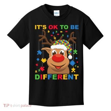 its ok to be different reindeer autism christmas Kids T-Shirt