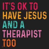 ItS Ok To Have Jesus And A Therapist Too Therapy Christians Beanie thumb 2