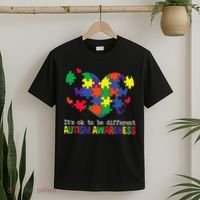 It's Ok to Be Different Autism Awareness Big Puzzle Heart T-Shirt thumb 2