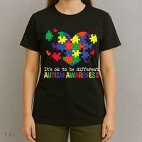 It's Ok to Be Different Autism Awareness Big Puzzle Heart T-Shirt thumb 4