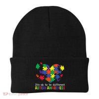 It's Ok to Be Different Autism Awareness Big Puzzle Heart Beanie thumb 0