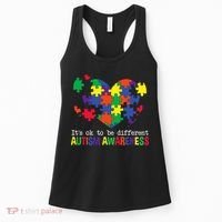 It's Ok to Be Different Autism Awareness Big Puzzle Heart Women's Tank Top thumb 0