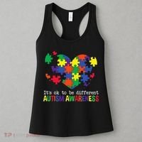 It's Ok to Be Different Autism Awareness Big Puzzle Heart Women's Tank Top thumb 3