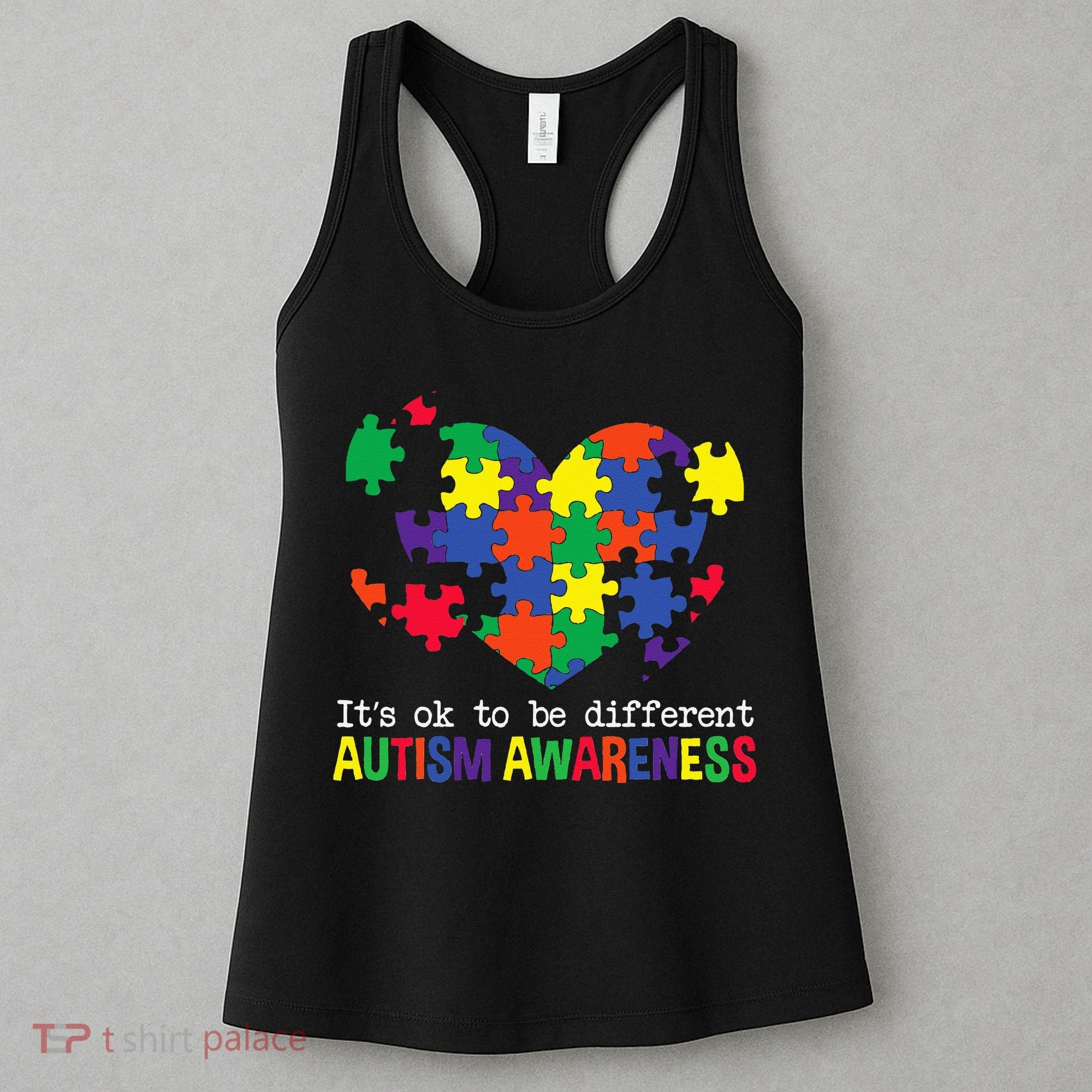It's Ok to Be Different Autism Awareness Big Puzzle Heart Women's Tank Top