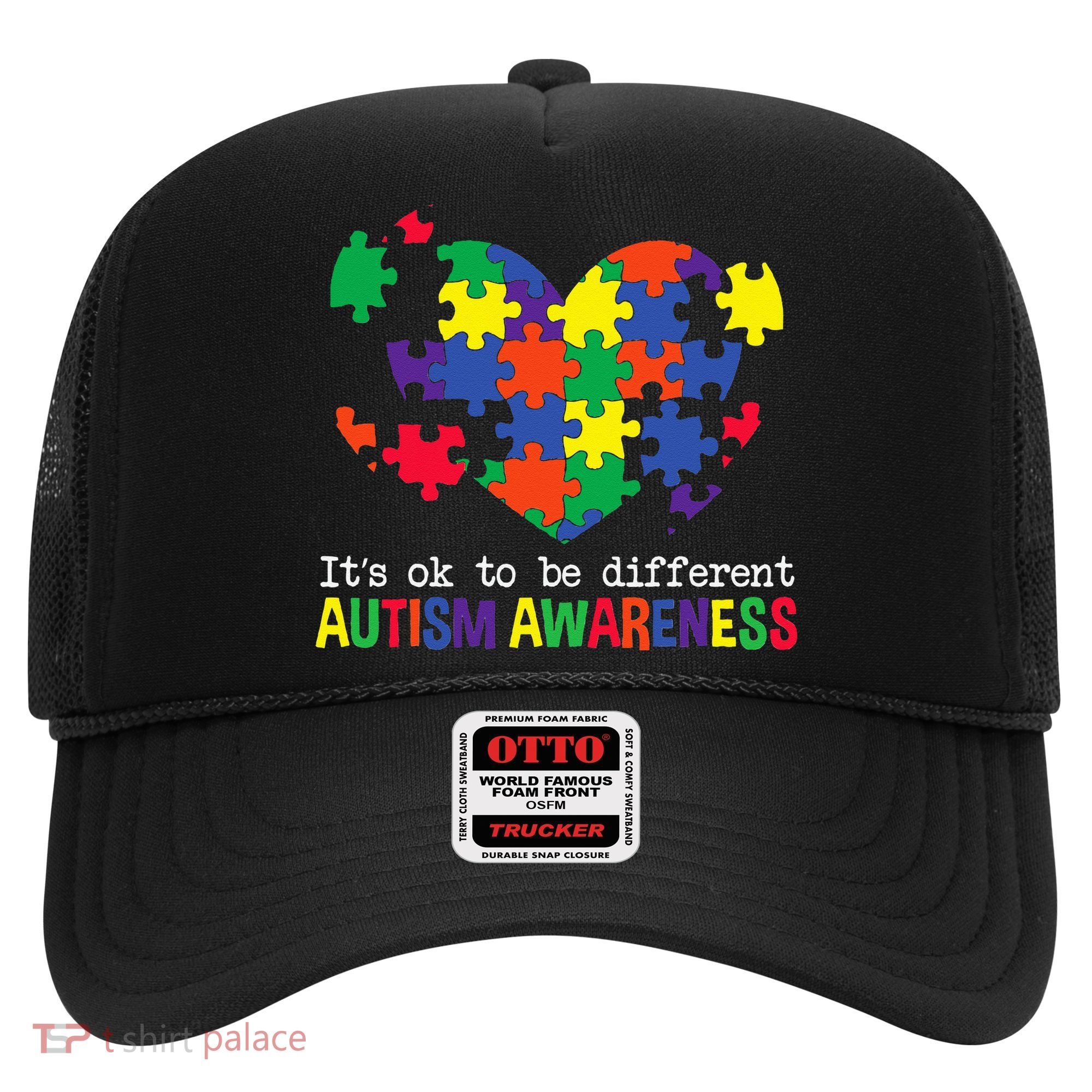 It's Ok to Be Different Autism Awareness Big Puzzle Heart Hat