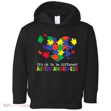 It's Ok to Be Different Autism Awareness Big Puzzle Heart Toddler Hoodie