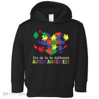 It's Ok to Be Different Autism Awareness Big Puzzle Heart Toddler Hoodie thumb 0