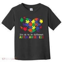 It's Ok to Be Different Autism Awareness Big Puzzle Heart Toddler T-Shirt thumb 0