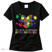 It's Ok to Be Different Autism Awareness Big Puzzle Heart Women's T-Shirt thumb 0