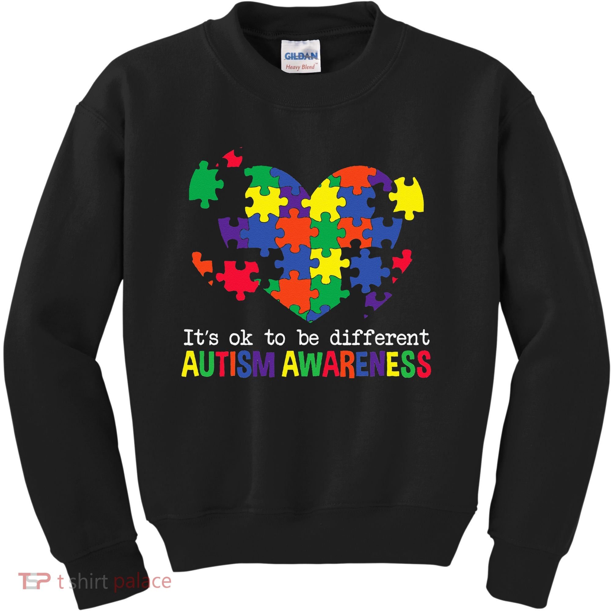 It's Ok to Be Different Autism Awareness Big Puzzle Heart Kids Sweatshirt