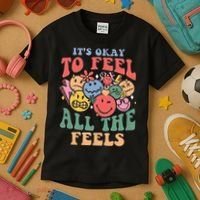 ItS Ok To Feel All The Feels Emotional Wellness Kids T-Shirt thumb 3