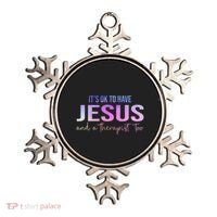 ItS Ok To Have Jesus And A Therapist Too Funny Christian Ornament thumb 0