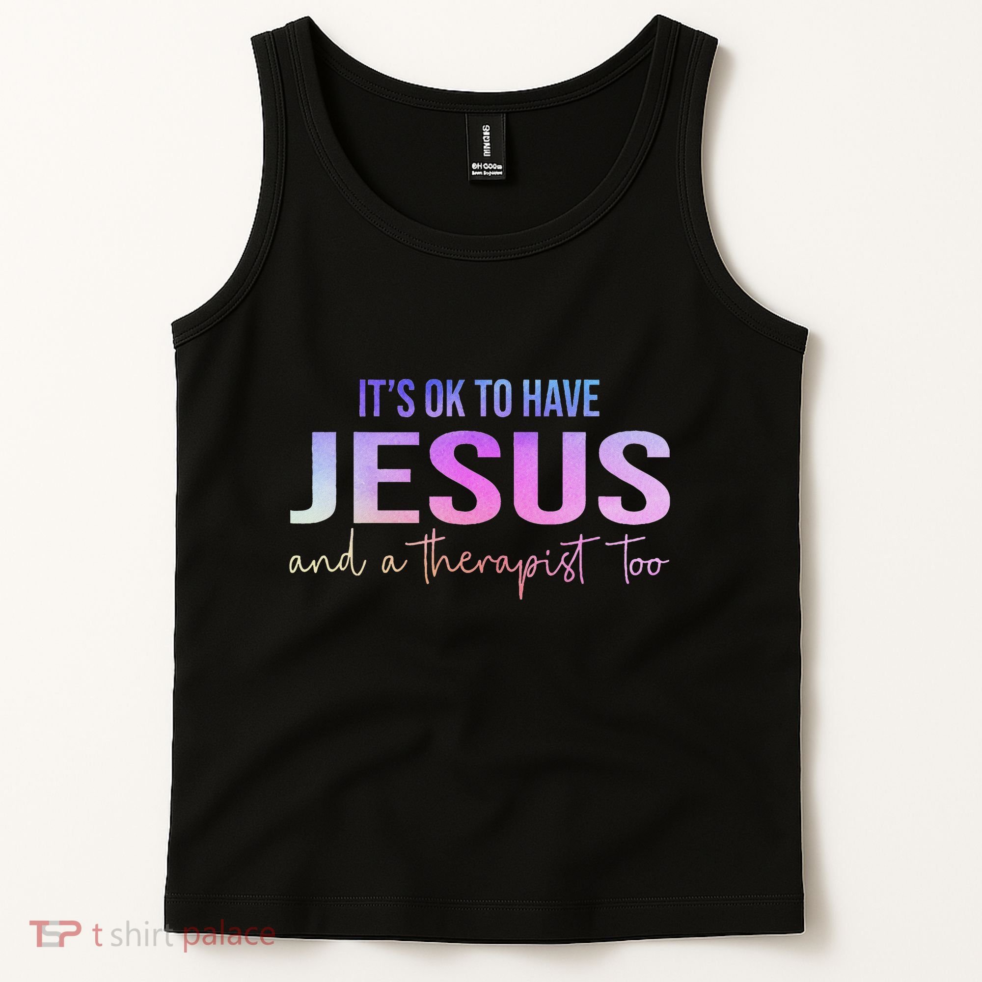 ItS Ok To Have Jesus And A Therapist Too Funny Christian Tank Top
