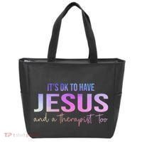 ItS Ok To Have Jesus And A Therapist Too Funny Christian Tote Bag thumb 0