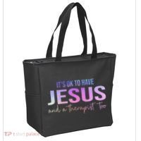 ItS Ok To Have Jesus And A Therapist Too Funny Christian Tote Bag thumb 2