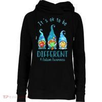 It's Ok To Be Different Autism Awareness Gnome Womens Funnel Neck Pullover Hood thumb 0