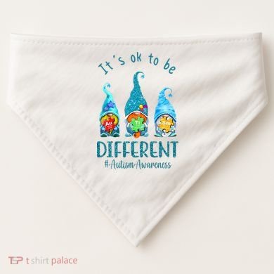 It's Ok To Be Different Autism Awareness Gnome USA-Made Doggie Bandana