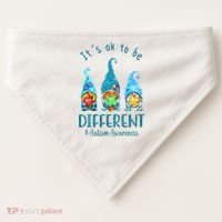 It's Ok To Be Different Autism Awareness Gnome USA-Made Doggie Bandana thumb 0
