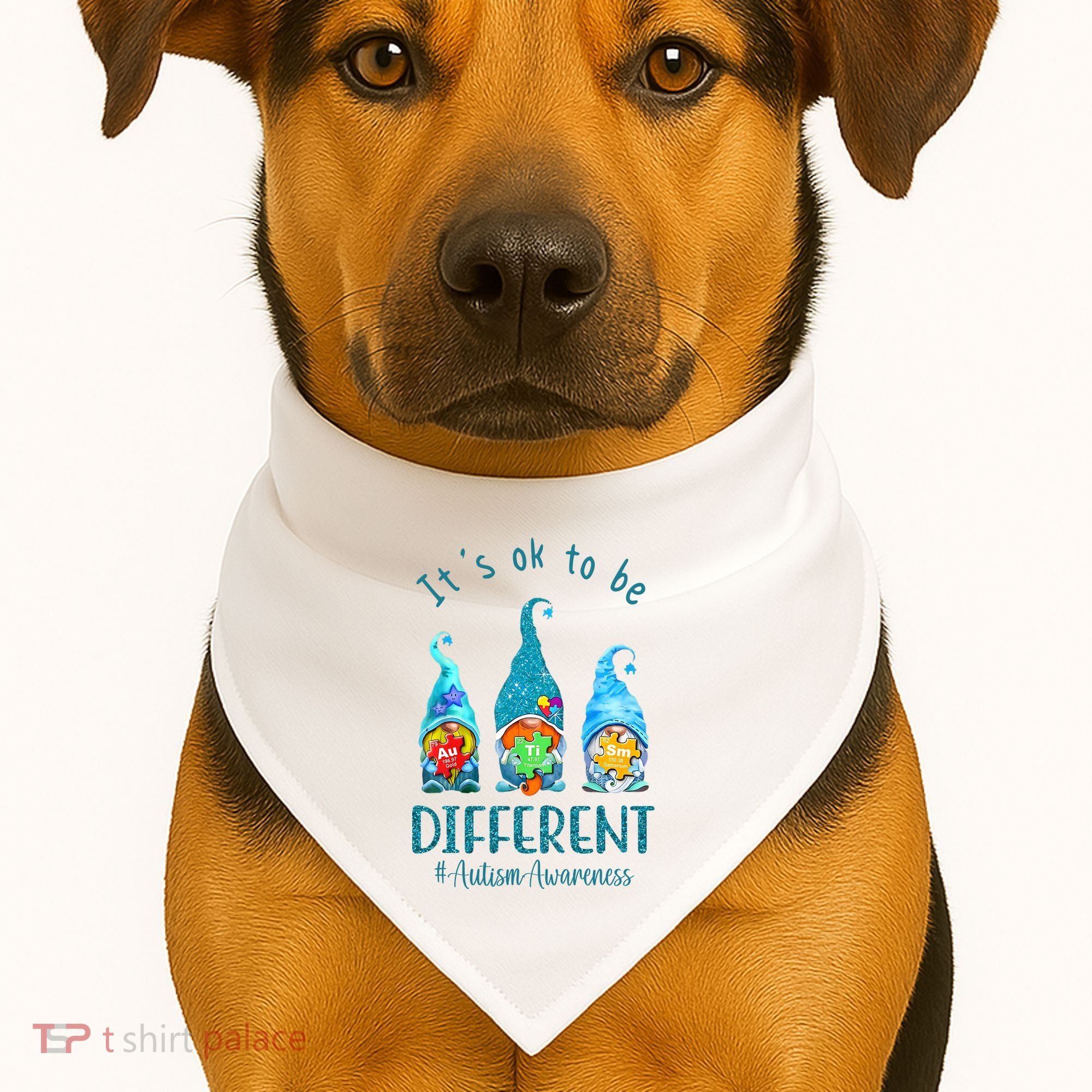 It's Ok To Be Different Autism Awareness Gnome USA-Made Doggie Bandana